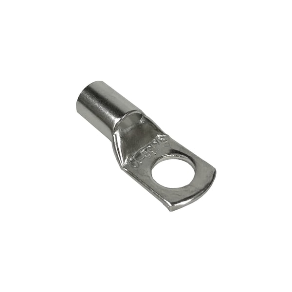 Lug Terminals, 2 AWG Gauge Wire, 3/8" Tin-Plated Copper Stud, PK 10